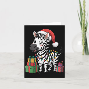 Carte Funny Zebra Chapeau de Père Noël Amoureux des Anim