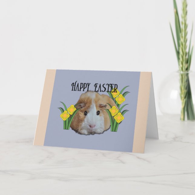 Carte Furry Little Guinea Pig Tan Joyeux Daffodique de P (Devant)