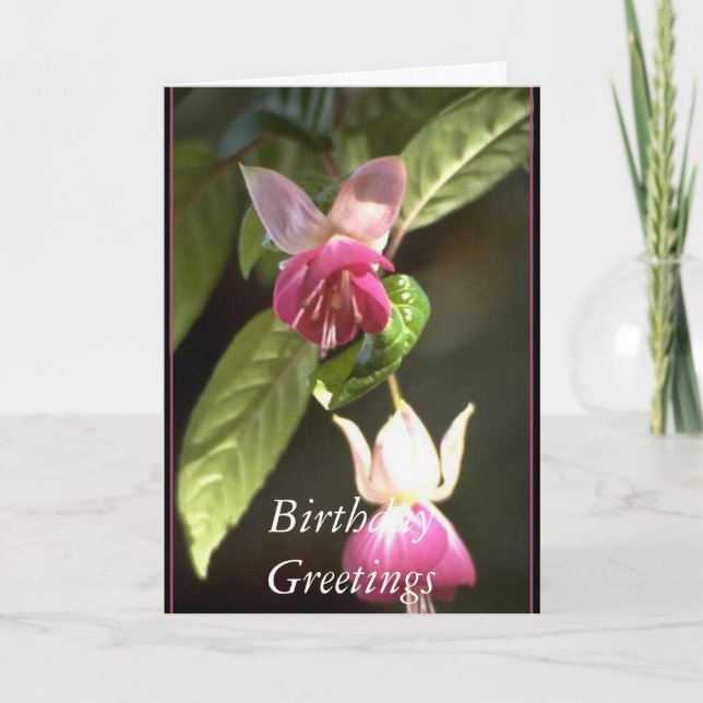 Carte Fuschia,    salutations d'anniversaire (Devant)