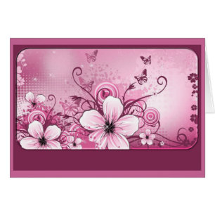 Carte Fushia Pink Floral Note