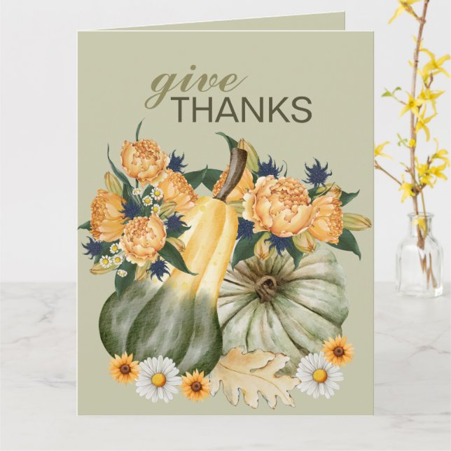 Carte Fusion Florale de la Récolte de Citrouilles  (Fleur jaune)