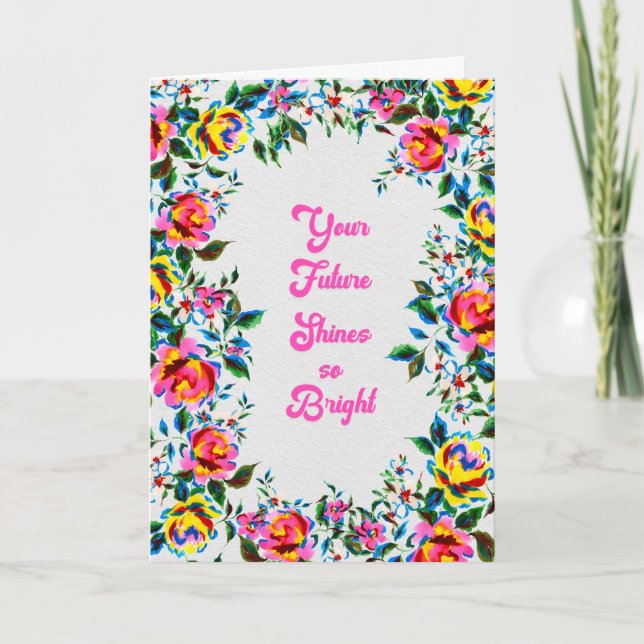 Carte Futur Bright Floral Graduation & Celebration Card (Devant)