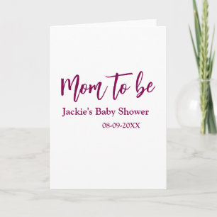 Carte future maman baby shower nom date rose simple mini