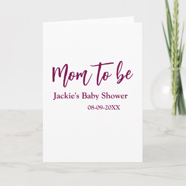 Carte future maman baby shower nom date rose simple mini (Devant)