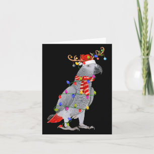 Carte G Parrot Oiseau lumières de Noël Reindeer Santa Ha