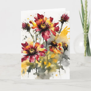 Carte Gaillardia - Fleurs aquarelles