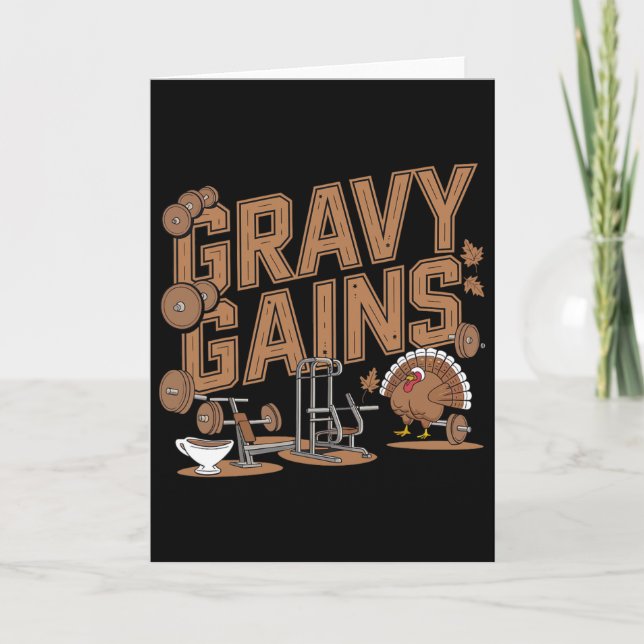 Carte Gains de sauce Thanksgiving Gym Workout (Devant)