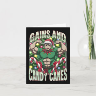 Carte Gains Et Sucres de canne Drôle De Noël Elf Gym Tra