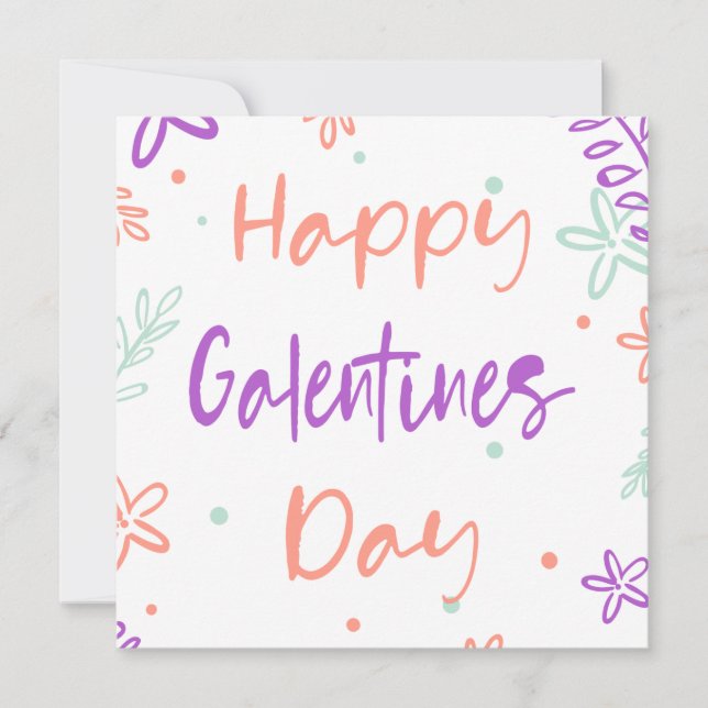 Carte Gal Pals Joyeux Galentines Jour Valentines Fleurs (Devant)