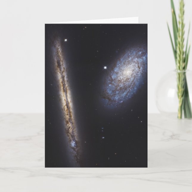 Carte Galaxie Edge-On Ngc 4302 & Galaxie Tilted Ngc 4298 (Devant)