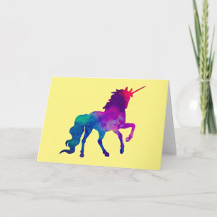 Carte Galaxy Unicorn dans les couleurs du ciel de bleu e
