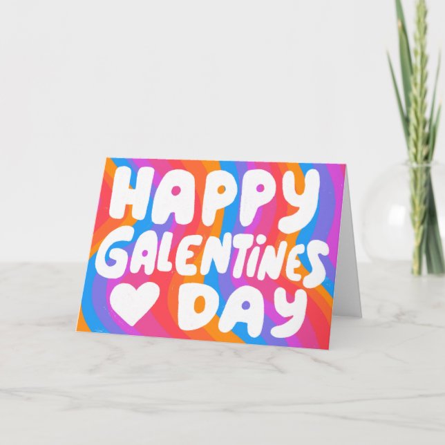 Carte Galentine Bulles Lettres Rainbow Super Retro (Devant)