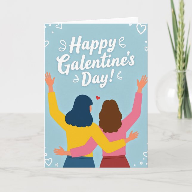 Carte Galentines Day Amitié Cœurs (Devant)