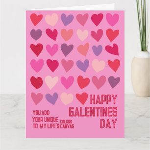 Carte Galentines Day Art Best Friends Pink Red Hearts