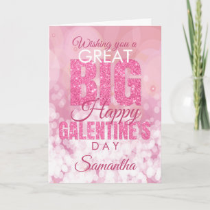 Carte Galentines Day Bestie Parties scintillant rose Val