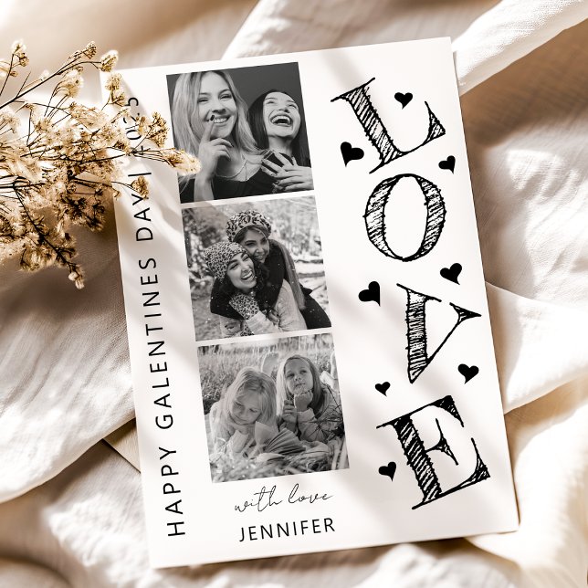 Carte Galentines Day Moderne Amour 3 Photos (Créateur téléchargé)