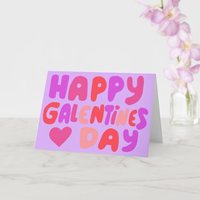 Carte Galentines Jour Bulles Lettres rose Curvy Retro (Orchidée)