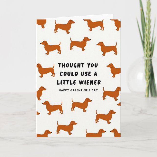 Carte Galentines Petit Chien Wiener (Devant)