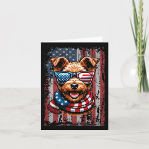 Carte Gallois Terrier Amoureux des chiens Us Drapeau 4 j