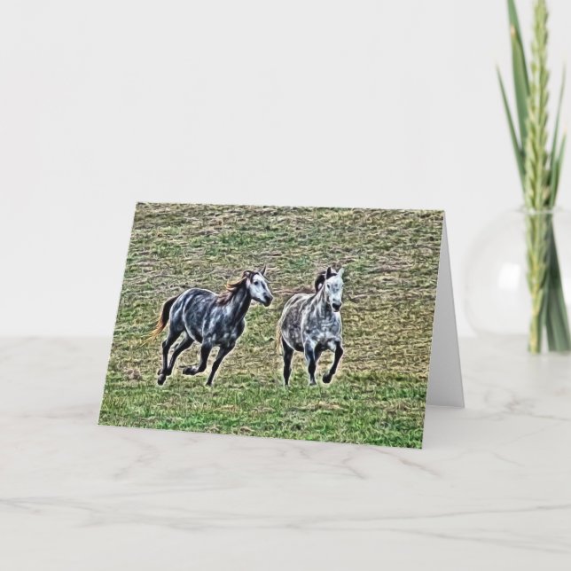 Carte Galloping Grey Horses en toutes occasions (Devant)