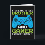Carte Gamer Brother Game Console Cadeau Anniversaire<br><div class="desc">Une excellente idée cadeau pour un anniversaire ou Noël. Le cadeau parfait pour votre frère et joueur.</div>