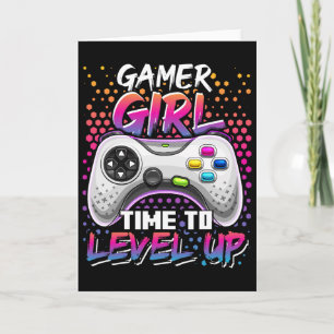 Carte Gamer Girer Temps De Niveau Up Vidéo Jeu Anniversa