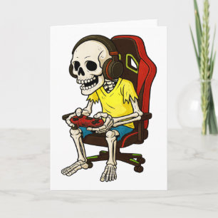 Carte Gamer Halloween squelette effrayant jeu vidéo B