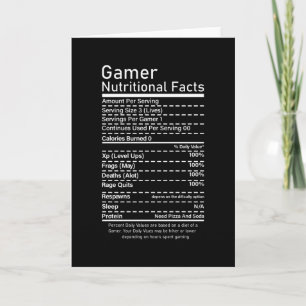 Carte Gamer Informations nutritionnelles Funny Gaming Co