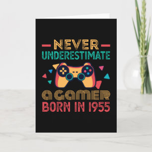Carte Gamer Né en 1955 Anniversaire Jeu Retro
