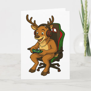 Carte Gamer Noël Renne Jeux Vidéo Garçons Gi