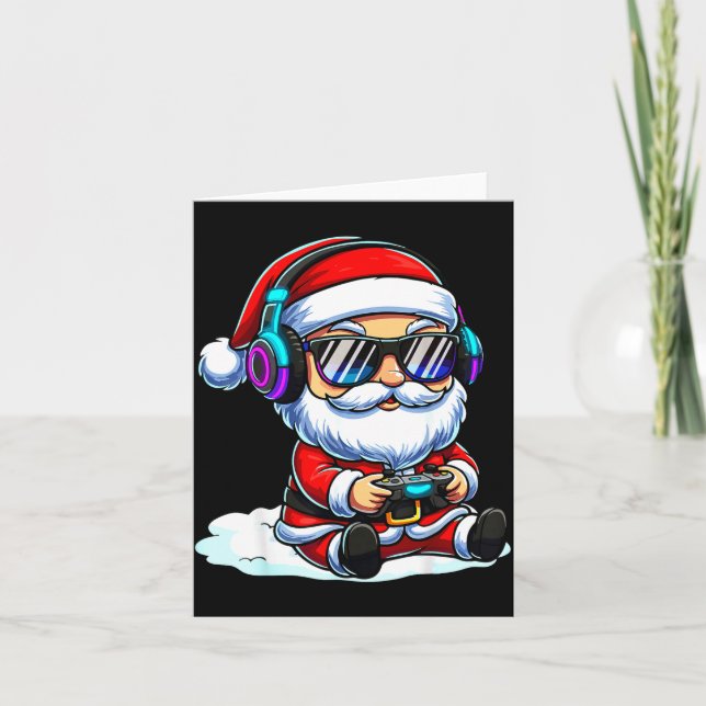Carte Gamer Santa Video Game Christmas Gaming  (Devant)