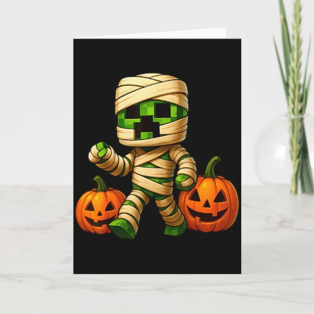 Carte Gamer Xel Pumpkin Mummy Men Kids Boy Halloween Fun (Devant)