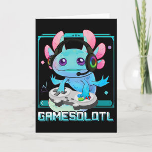 Carte Gamesolotl Axolotl Joueur de Vidéo Kawaii Pastel G