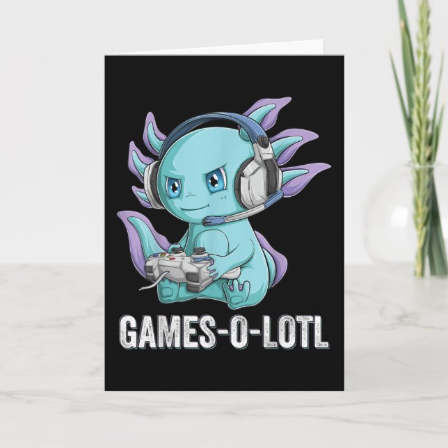 Carte Gamesolotl Axolotl Vidéo Gamer Kawaii Anime garçon (Devant)