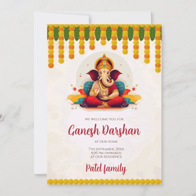 Carte Ganesh Chaturthi invitations Ganesh Darshan (Devant)