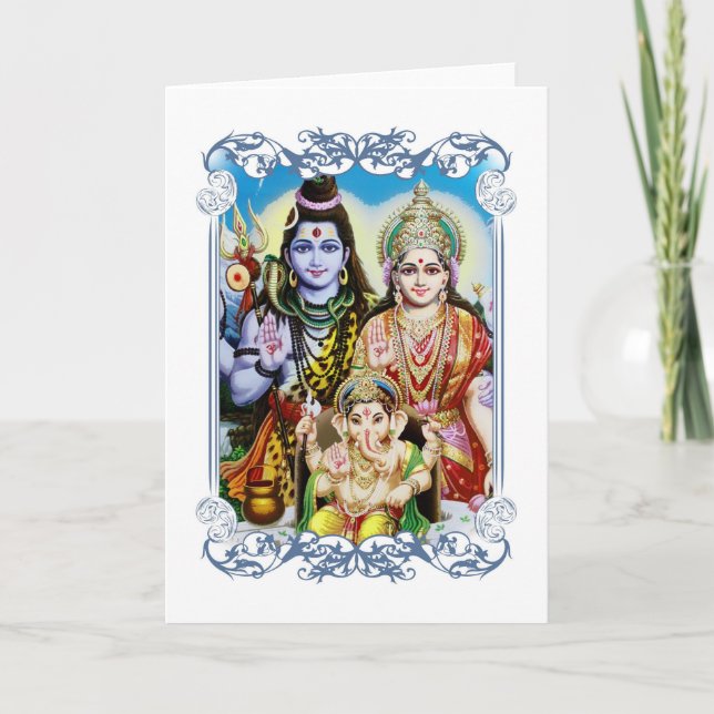 Carte Ganesh, Shiva et Parvati, seigneur Ganesha, Durga (Devant)