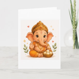 Carte Ganesha mignon avec Modak Ganesh Chaturthi