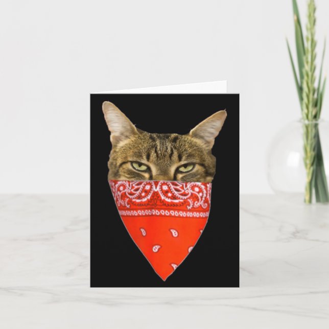 Carte Gangsta Cat Shirt Funny Red Band Kitty Cat For Men (Devant)