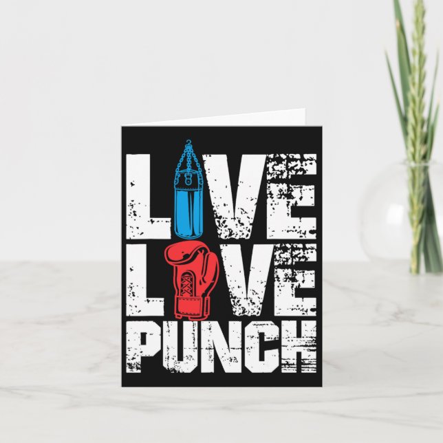 Carte Gant de boxe amusant Tee Live Love Punch (Devant)