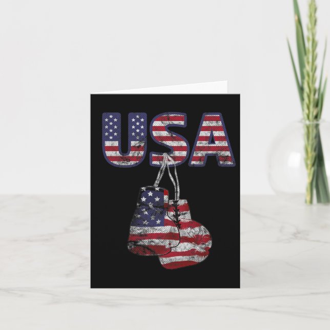 Carte Gants de boxe Drapeau Américain Tee pour Juillet 4 (Devant)