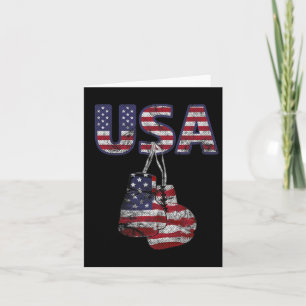 Carte Gants de boxe Drapeau Américain Tee pour Juillet 4