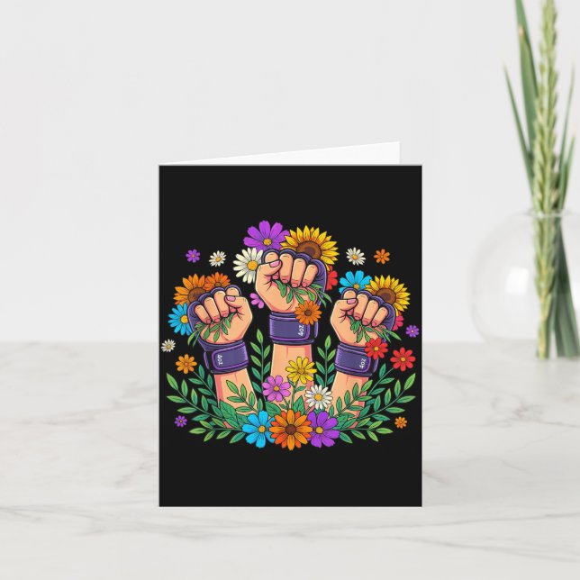 Carte Gants de boxe floraux de force pour femmes pratiqu (Devant)