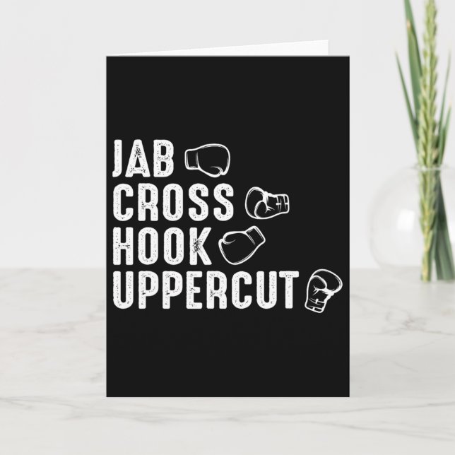 Carte Gants de boxe Jab Cross Hook Uppercut Boxeur  (Devant)