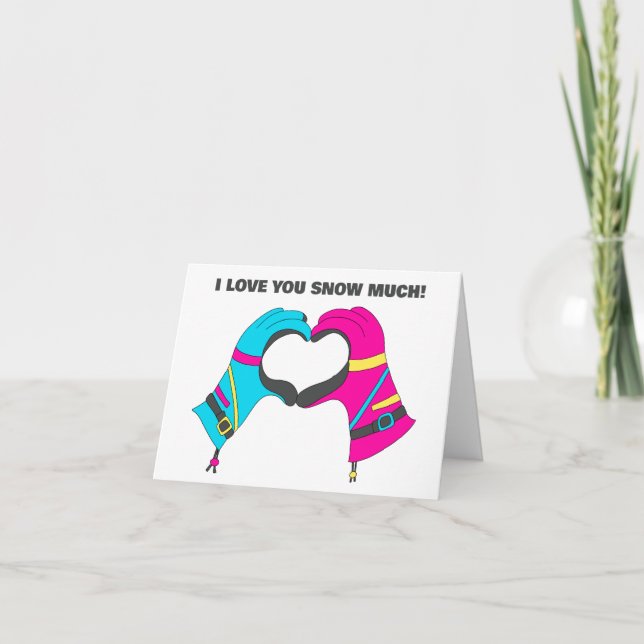 Carte Gants de ski Ski Thème Saint Valentin (Devant)