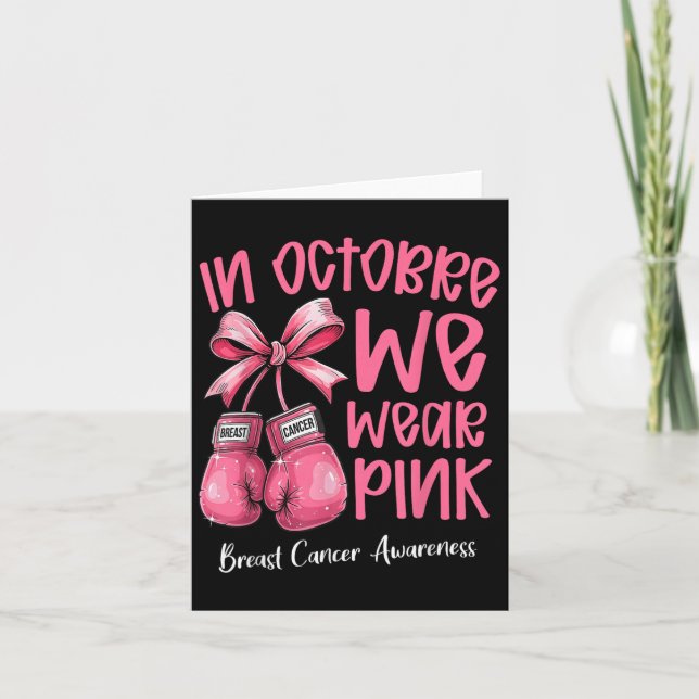 Carte Gants En Boxe En Octobre Nous Portons Pink Breast  (Devant)