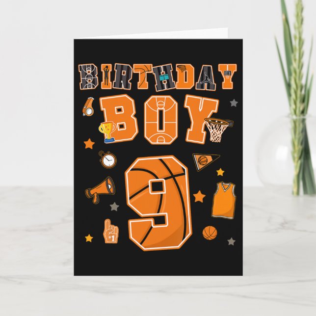 Carte Garçon 9 ans Fête d'anniversaire 9 ans Neuf Ans  (Devant)