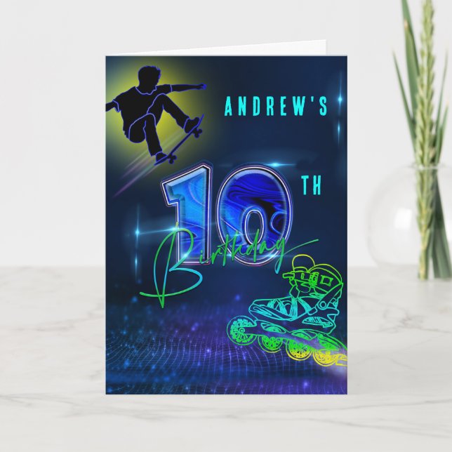 Carte Garçon Anniversaire Personnalisé 10 Ans (Devant)