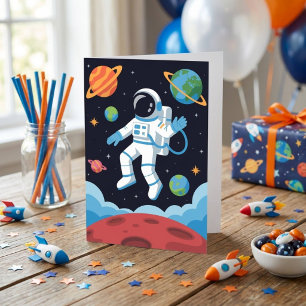 Carte Garçon Astronaute Espace Extérieur Anniversaire
