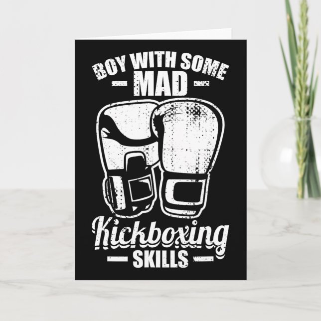 Carte Garçon avec des compétences de kickboxing folles (Devant)