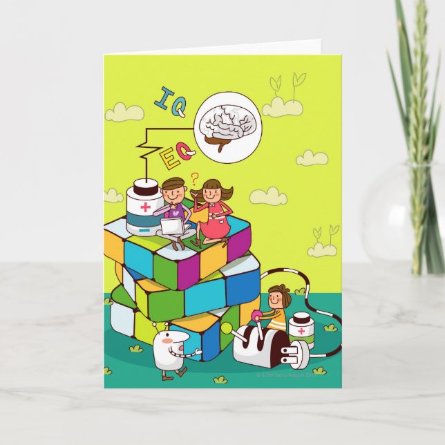 Carte Garçon avec une fille s'asseyant sur le puzzle du (Devant)